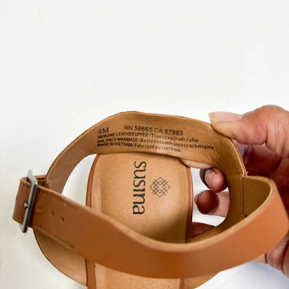 Susina Womens Sandals Wedge Heel Strappy Leather Ankle Strap Brown Size 9 - Picture 3 of 9